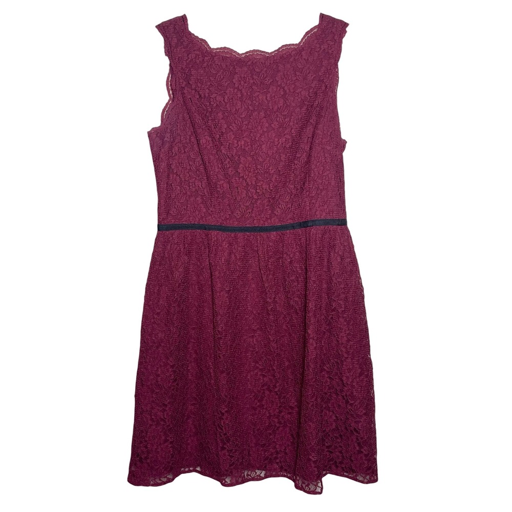 LOFT Womens Burgundy Floral Lace Sleeveless Fit Flare Cocktail Dress Size‎ 8